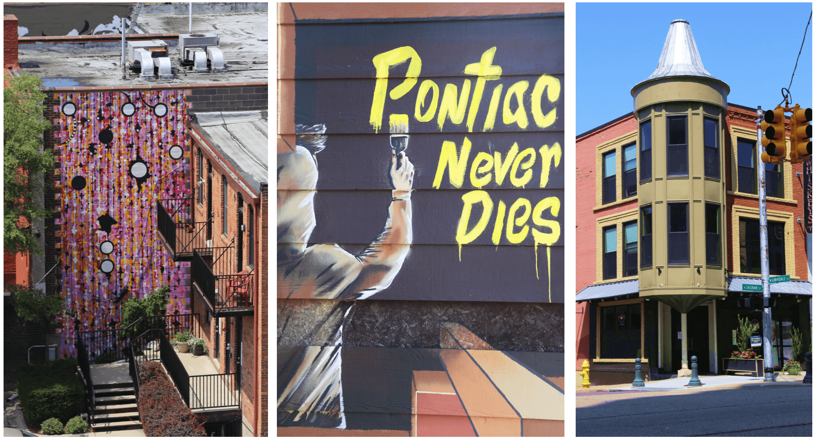 Murals, lofts and offices around downtown Pontiac showcasing the beauty and resilience of Pontiac.