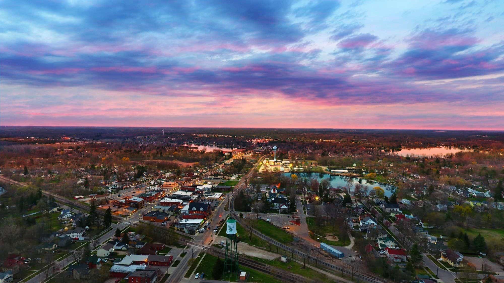 Local Photographer used his drone to catch this beautiful sunset over Holly