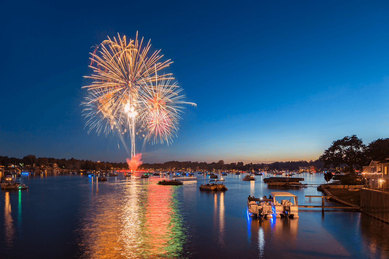 Fireworks over Lake Orion, Home of the Dueling Fireworks Show