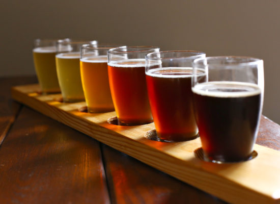A flight of locally brewed beers at Homegrown Brewery in Downtown Oxford